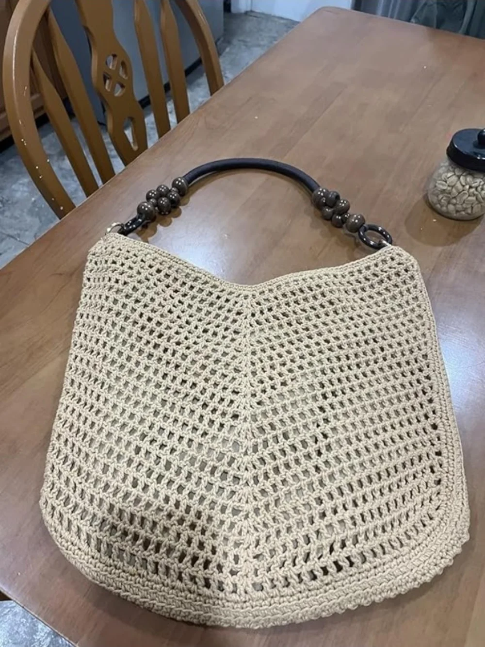 Boho Crochet Straw Shoulder Bag Slouchy Woven Hobo Tote Beach Vacation Cottage
